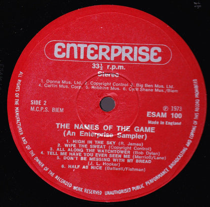 Various : The Names Of The Game - Stereo Sampler (LP, Smplr)