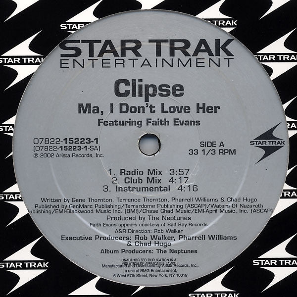 Clipse Featuring Faith Evans : Ma, I Don't Love Her / Cot Damn (12")