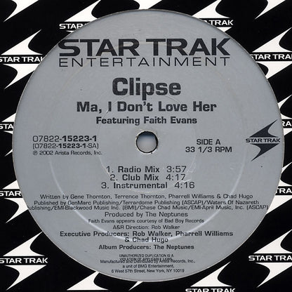 Clipse Featuring Faith Evans : Ma, I Don't Love Her / Cot Damn (12")