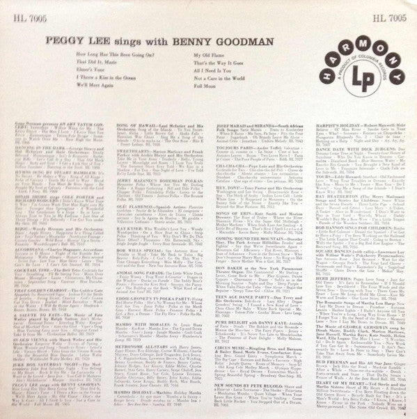 Peggy Lee Sings With Benny Goodman : Peggy Lee Sings With Benny Goodman (LP, Comp, RP)