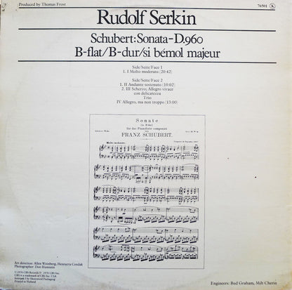 Rudolf Serkin, Franz Schubert : Sonata D.960 B-Flat (LP, Gat)