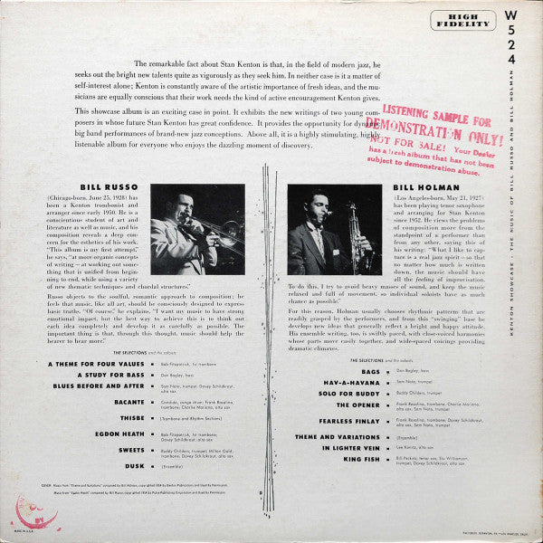 Stan Kenton And His Orchestra : Kenton Showcase - The Music Of Bill Russo - The Music Of Bill Holman (LP, Album, Comp, Mono, Scr)