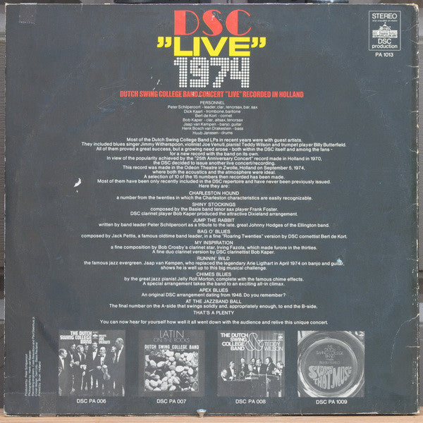 The Dutch Swing College Band : DSC "Live" 1974 (LP, Album)