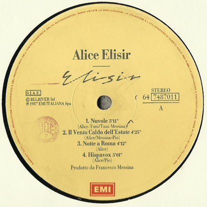 Alice (4) : Elisir (LP, Album, Gat)