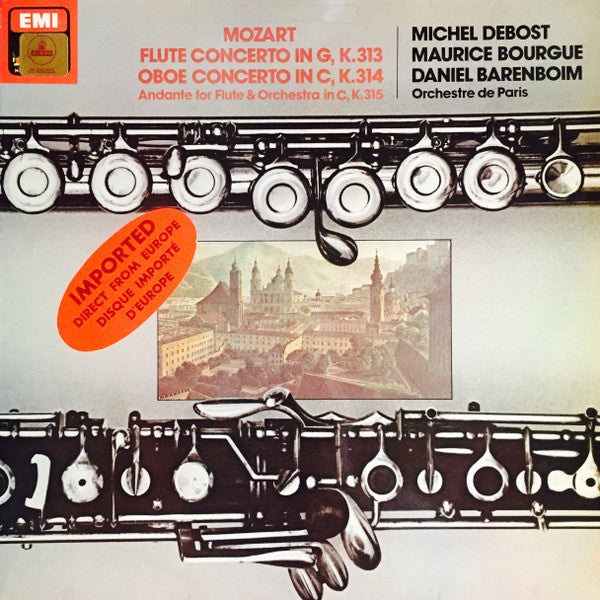 Wolfgang Amadeus Mozart - Michel Debost, Maurice Bourgue, Daniel Barenboim, Orchestre De Paris : Flute Concerto In G, K. 313; Oboe Concerto In C, K. 314; Andante For Flute & Orchestra In C, K. 315 (LP, Quad)