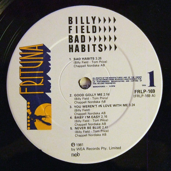 Billy Field : Bad Habits (LP, Album)