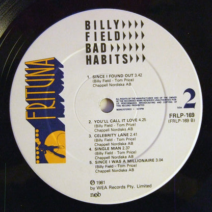 Billy Field : Bad Habits (LP, Album)