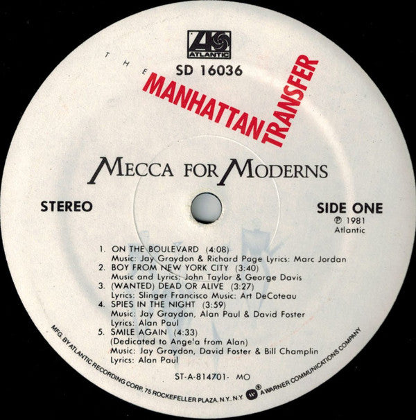 The Manhattan Transfer : Mecca For Moderns (LP, Album, MO )