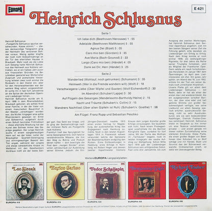 Heinrich Schlusnus : Heinrich Schlusnus (LP, Comp)