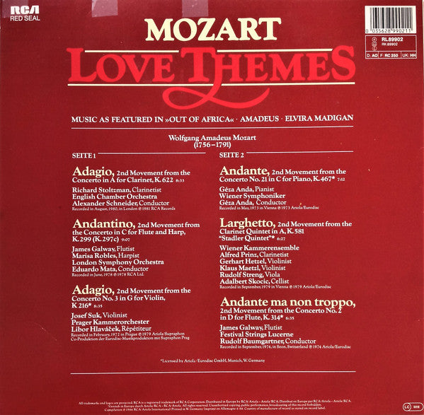 Wolfgang Amadeus Mozart : Love Themes (LP, Comp)