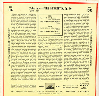 Artur Schnabel : Four Impromptus, Op. 90 (10", Mono)