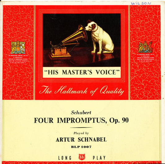 Artur Schnabel : Four Impromptus, Op. 90 (10", Mono)