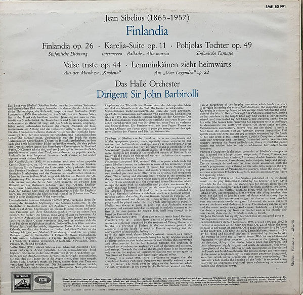 Jean Sibelius, Hallé Orchestra - Sir John Barbirolli : Finlandia - Sinfonische Dichtung / Karelia-Suite / Valse Triste (LP, Album, Comp)