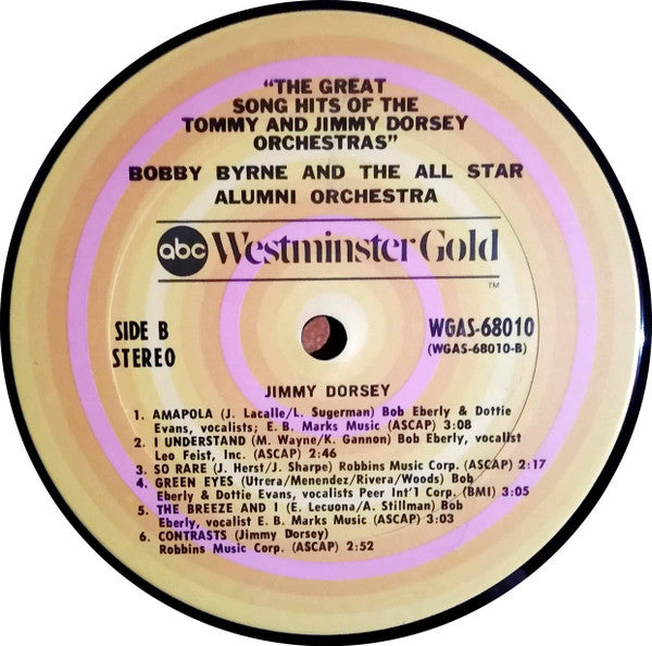 Bobby Byrne And All Star Alumni Orchestra : Great Song Hits Of The Tommy & Jimmy Dorsey Orchestras (LP, RE)