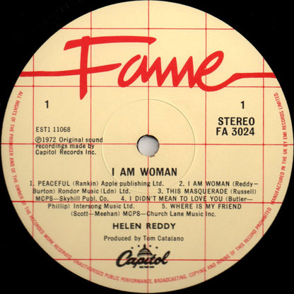 Helen Reddy : I Am Woman (LP, Album, RE)