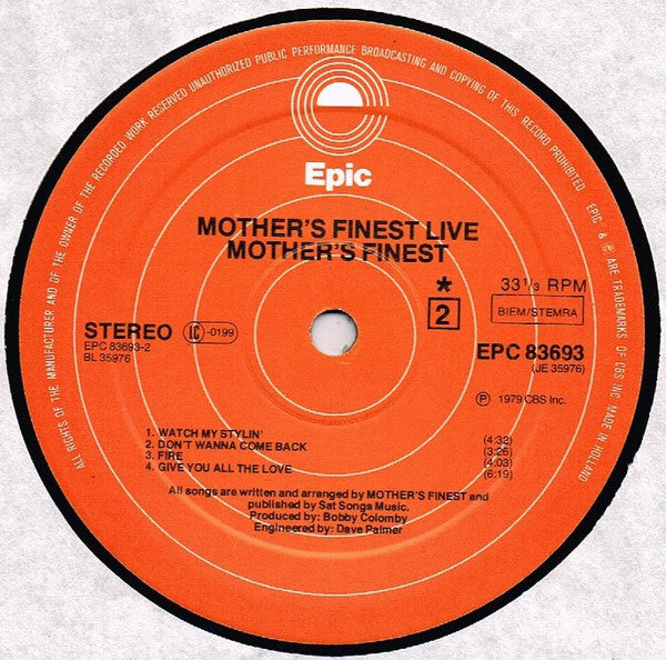 Mother's Finest : Mother's Finest Live (LP, Album)