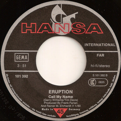 Eruption (4) : Go Johnnie Go (Keep On Walking, John B.) (7", Single)