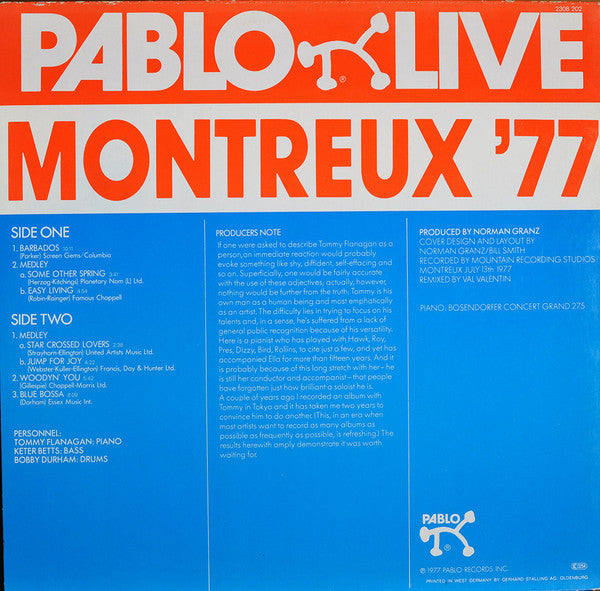 Tommy Flanagan Trio : Montreux '77 (LP, Album)