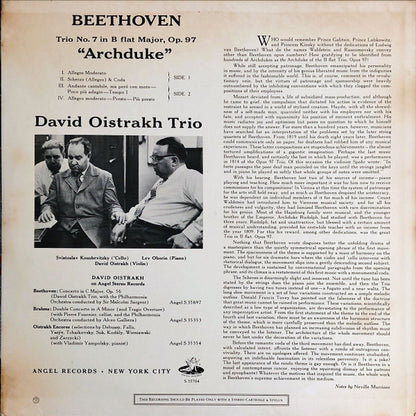 David Oistrakh Trio, Ludwig van Beethoven : Archduke Trio, Op. 97 (LP, Album)