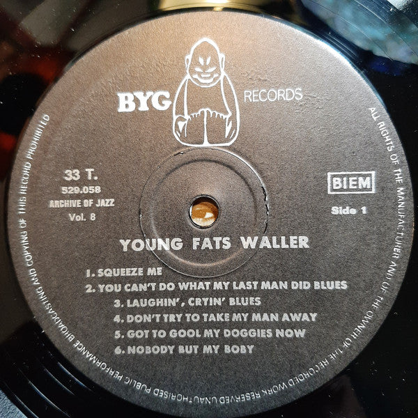 Fats Waller : Archive Of Jazz Volume 8 - Young Fats Waller (LP, Comp, RE)