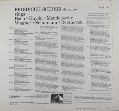 Friedrich Schorr, Johann Sebastian Bach, Joseph Haydn, Felix Mendelssohn-Bartholdy, Ludwig van Beethoven, Richard Wagner, Robert Schumann : Sings Wagner..... And Arias From.... (LP, Mono)