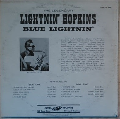 Lightnin' Hopkins : Blue Lightnin' (LP, Album)