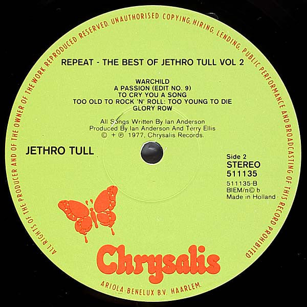 Jethro Tull : Repeat - The Best Of Jethro Tull - Vol. II (LP, Comp)