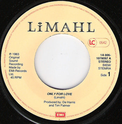 Limahl : Only For Love (7", Single)