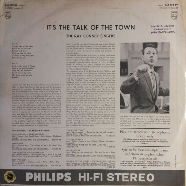 Ray Conniff And The Singers : It's The Talk Of The Town (LP, Album)