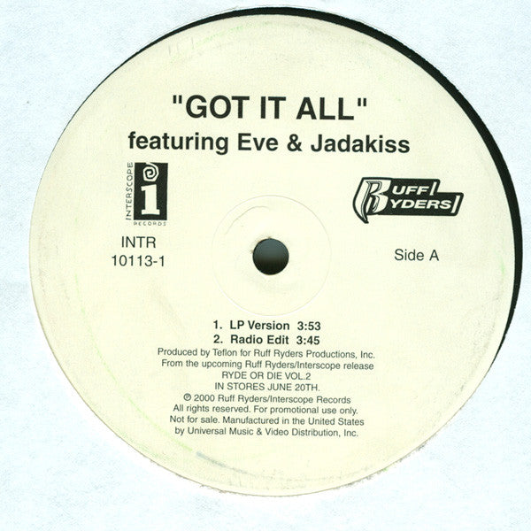 Ruff Ryders : Got It All (12", Single, Promo)