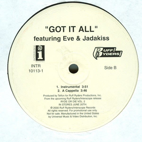 Ruff Ryders : Got It All (12", Single, Promo)