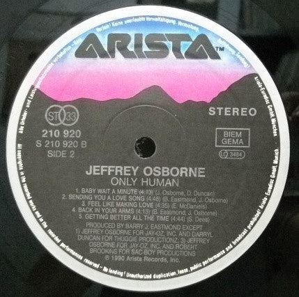 Jeffrey Osborne : Only Human (LP, Album)