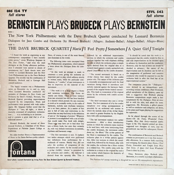 The New York Philharmonic Orchestra, The Dave Brubeck Quartet, Leonard Bernstein : Bernstein Plays Brubeck Plays Bernstein (LP, Album)