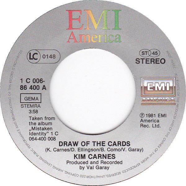 Kim Carnes : Draw Of The Cards (7", Single)