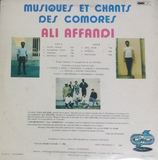 Ali Affandi : Musiques Et Chants Traditionnels Des Comores (LP, Album)