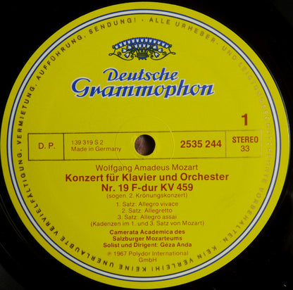 Wolfgang Amadeus Mozart, Camerata Academica Salzburg, Géza Anda : Klavierkonzerte Nr. 19 & 27 (LP, Comp)