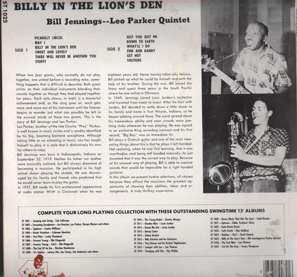 The Bill Jennings - Leo Parker Quintet : Billy In The Lion's Den (LP, Album, RE)