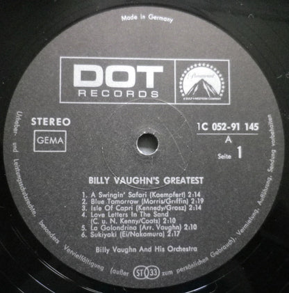 Billy Vaughn : Billy Vaughn's Greatest! (LP, Comp)