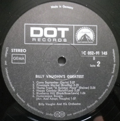 Billy Vaughn : Billy Vaughn's Greatest! (LP, Comp)