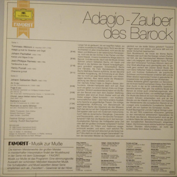 Festival Strings Lucerne, Rudolf Baumgartner : Adagio - Zauber des Barock (LP)