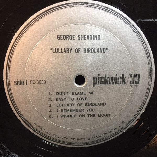 George Shearing : Lullaby Of Birdland (LP, Comp, Mono)