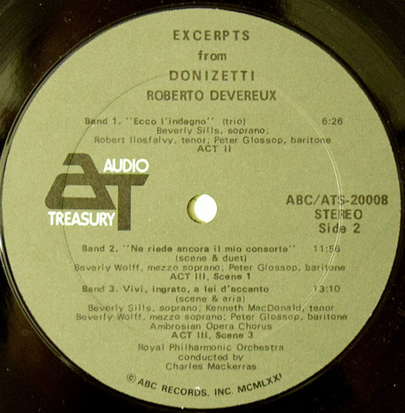 Beverly Sills, Gaetano Donizetti : Excerpts Donizetti: Roberto Devereux (Elizabeth & Essex) (LP, RE)