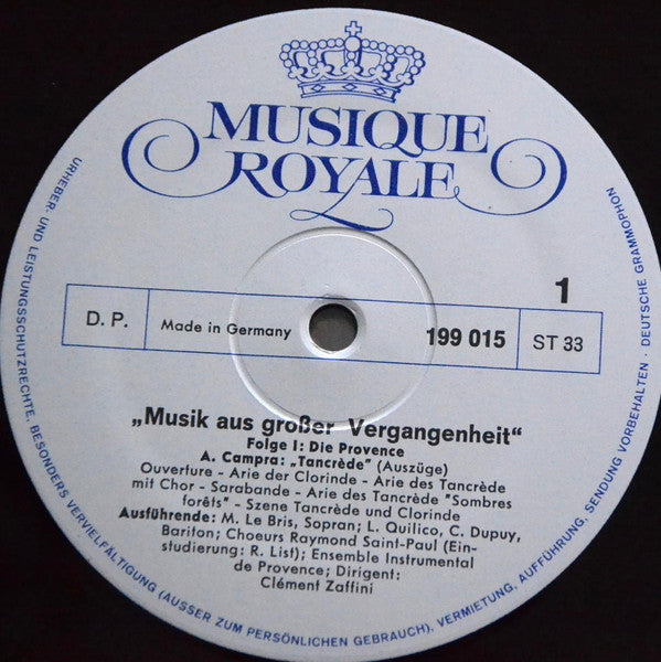 Various : Vol. 1: La Provence. Musik Aus Grosser Vergangenheit / Music Of Great Bygone Ages / Le Grand Passé Musical (LP)