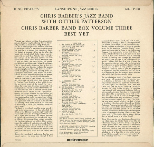 Chris Barber's Jazz Band With Ottilie Patterson : Best Yet! (LP)