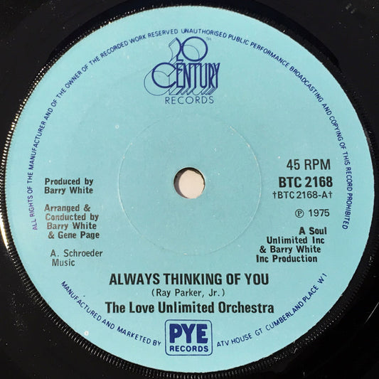 Love Unlimited Orchestra : Always Thinking Of You (7", Sol)