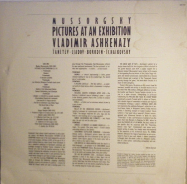 Vladimir Ashkenazy - Modest Mussorgsky, Sergey Ivanovich Taneyev, Anatoly Liadov, Alexander Borodin, Pyotr Ilyich Tchaikovsky : Pictures At An Exhibition (LP, RE)