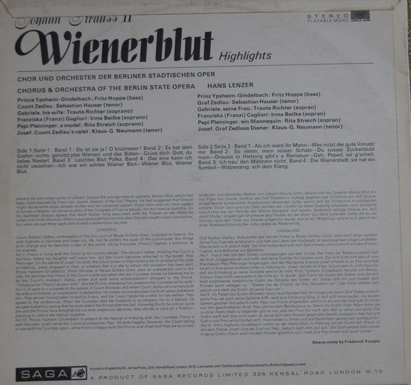 Johann Strauss Jr. : WienerBlut  (LP, Album, Mono)