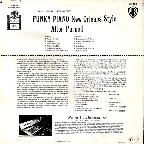 Alton Purnell : Funky Piano New Orleans Style (LP, Album)