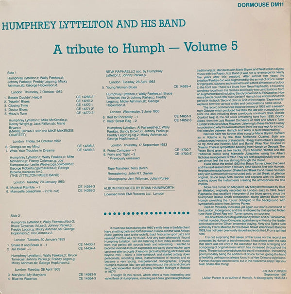 Humphrey Lyttelton And His Band : A Tribute To Humph - Volume 5 (LP, Album, Comp)