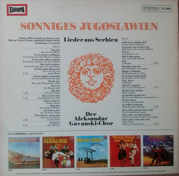 Aleksandar Gavanski-Chor : Sonniges Jugoslawien (Lieder Aus Serbien) (LP, Album)